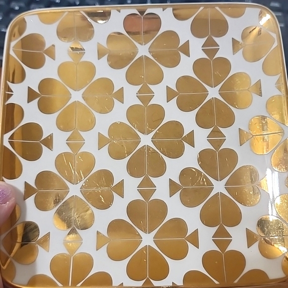 Lenox Kate Spade New York Jewelry Dish Trinket Tray Gold Colored Spades - Picture 3 of 6